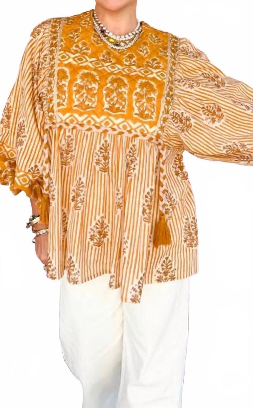 NEW MAHILA quilted folk blouse in yellow